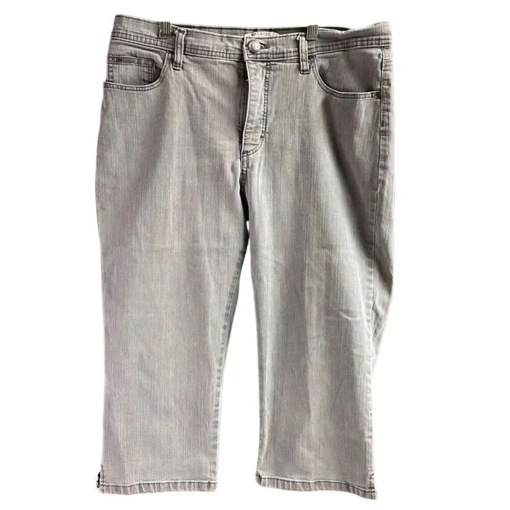 LEE Gray Wash Denim Capri Jeans Classic Fit At Waist Cropped Casual Y2K Momcore